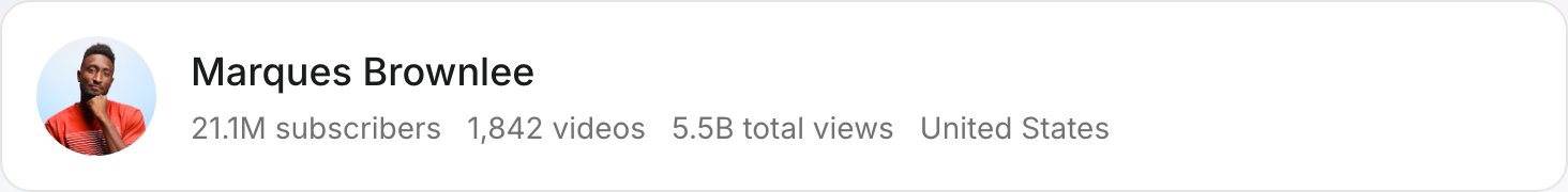 Analyzed channel: Marques Brownlee, 21.1M subscribers, 5.5B total views